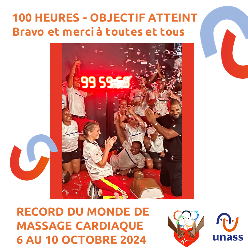 L'UNASS GUADELOUPE BAT À NOUVEAU LE RECORD DU MONDE DE MASSAGE CARDIAQUE !