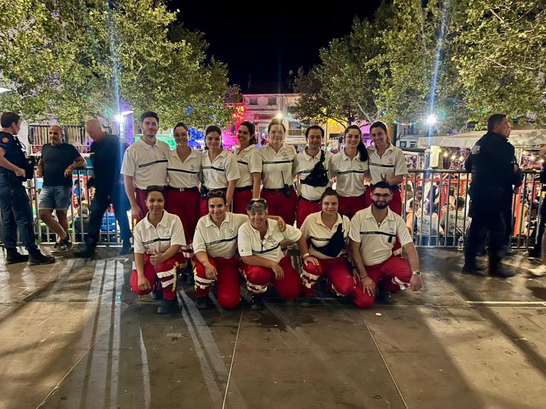 Equipe mobilisé pour l'Encierro de nuit à l'occasion de la fête de MAUGUIO